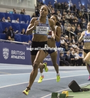 11.02.2017. EIS, Sheffield, England. The British Athletics Indoor team trials 2017. Shelayna Oskan-Clarke (WSE Hounslow) winning the 800 Meters final ahead of Adelle Tracey and Mhairi Hendry