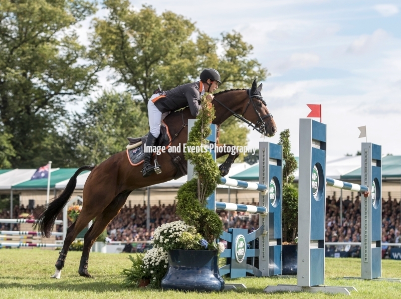 04.09.2016. Burghley House, Burghley, England. Land Rover Burghley Horse Trials. Show Jumping. NOBILIS 18 (AUS) ridden by Christopher Burton on their way to wining the 2016 Land rover Burghley Horse Trials.