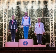 22.03.2019. Resorts World Arena, Birmingham, England. The Gymnastics World Cup 2019
Aliya MUSTAFINA (RUS) takes Gold
RILEY MCCUSKER (USA) takes Silver
Thais FIDELIS (BRA) takes Bronze