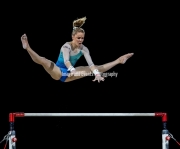 23.03.2019. Resorts World Arena, Birmingham, England. The Gymnastics World Cup 2019
Riley McCusker (USA) during the uneven bars, scoring 14.40 and finishing with the Silver Medal overall.