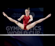 22.03.2019. Resorts World Arena, Birmingham, England. The Gymnastics World Cup 2019Riley McCusker (USA) during the Womens training session.