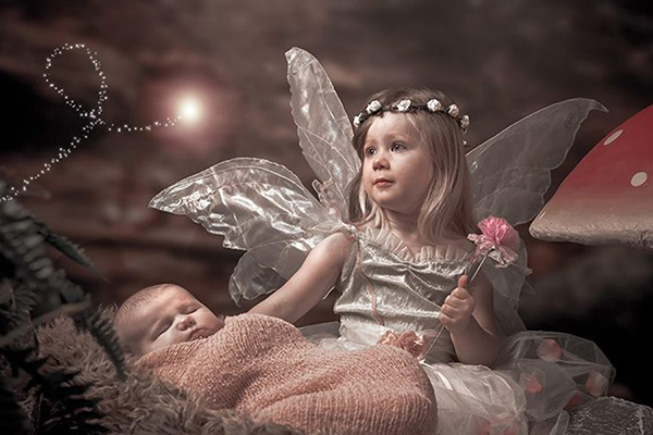Photograph showing beautiful Fairy and her younger sibling taken at the Peterborough studio